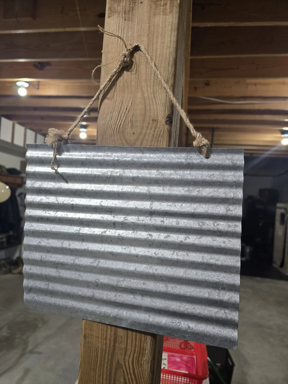 Rustic Silver Corrugated Metal Hanging Wall Decor, 16